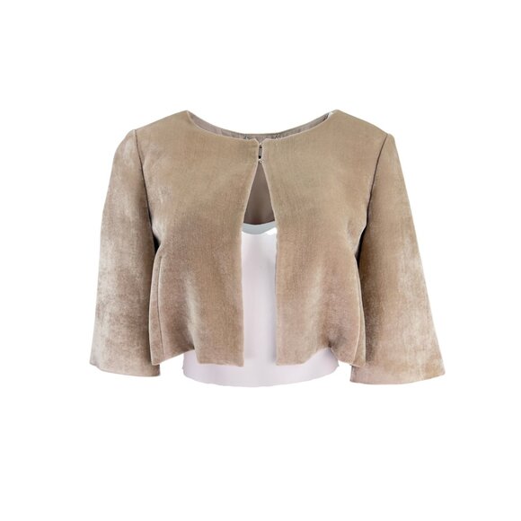 Alberta Ferretti Champagne Velvet Bolero with Cropped Sleeves - Picture 1 of 2